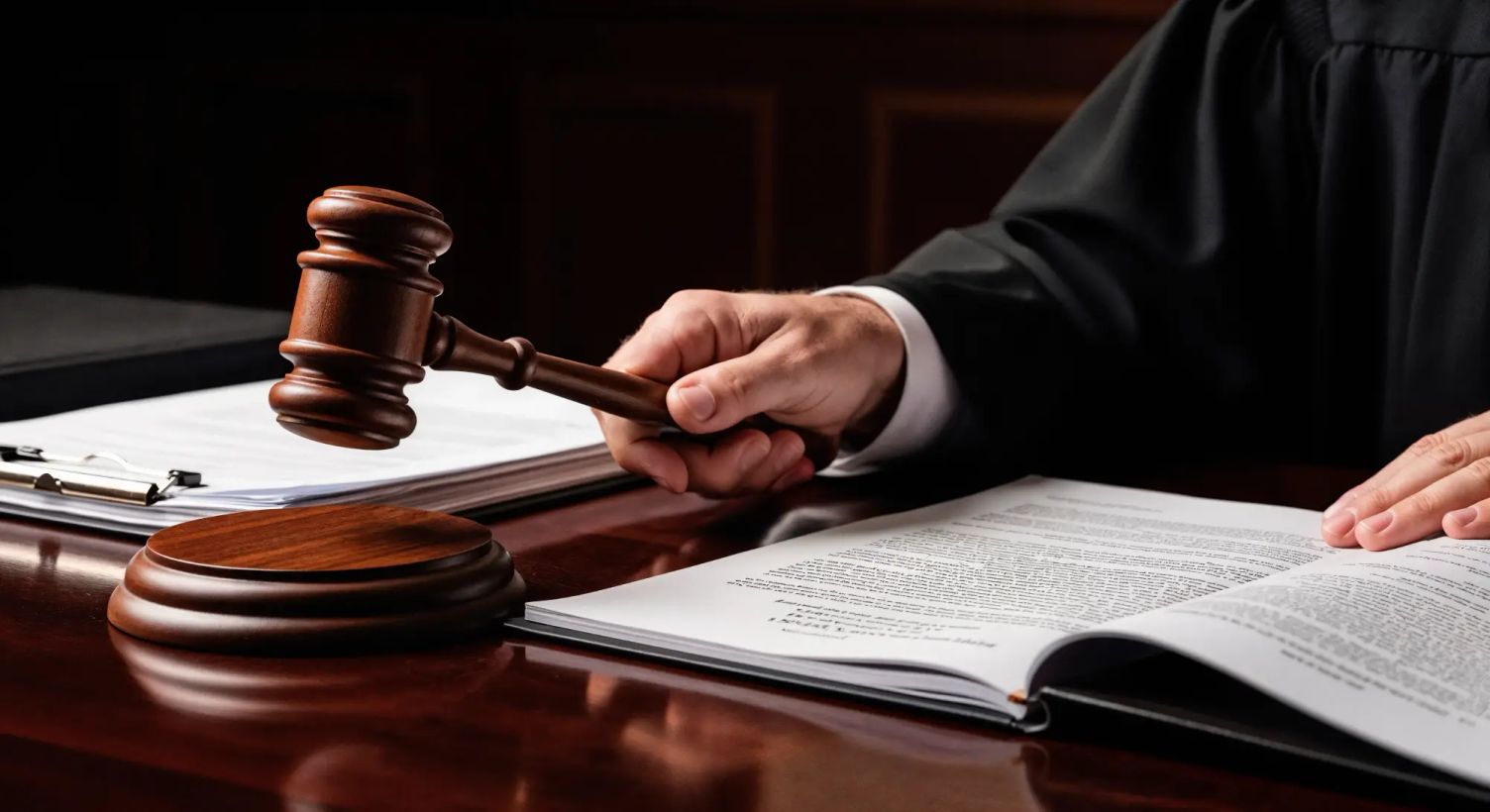 Judge’s gavel on a legal document, symbolizing decision-making in immigration policy