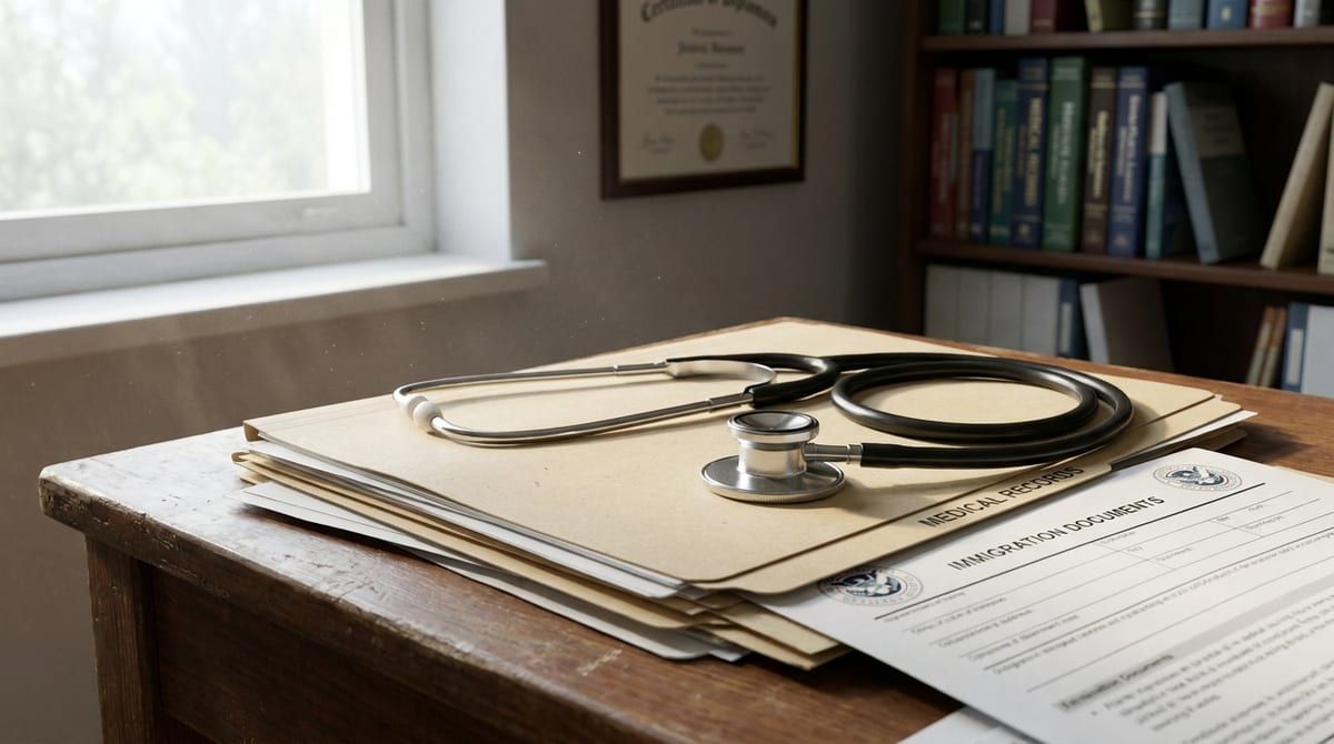 Stethoscope on medical files representing healthcare professionals